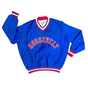 DAVE FEBBO SPORTING GOODS Men’s Blue Orange ‘Roosevelt’ Windbreaker Sweatshirt